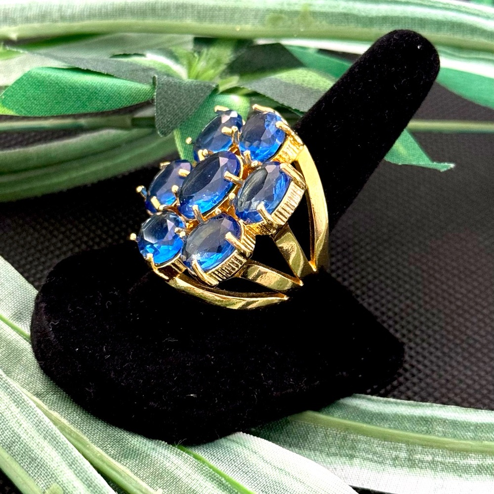 Blue Sapphire 18k gold plated Ring.